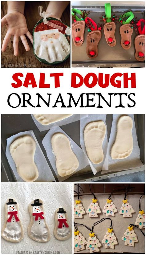 Natal, Dough Recipe For Ornaments, Salt Dough Recipe For Ornaments, Ornament Ideas Christmas, Salt Dough Christmas, Make Salt Dough, How To Make Salt Dough, Baby Christmas Crafts, Christmas Ornament Ideas