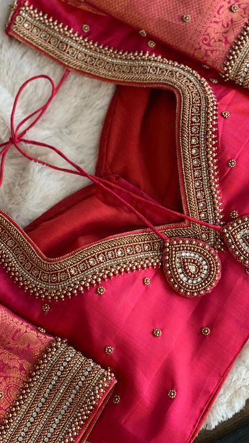 Full Zari Blouse Designs, Aari Work Paithani Blouse Simple Design, Wedding Blouses Bridal Simple, Bridal Blouse Designs Aari Work, Blouse Back Neck Aari Designs, Engagement Blouse Aari Work Designs, Paithani Blouse Work Designs Latest, Pink Aari Blouse Design, New Model Aari Work Blouse Design