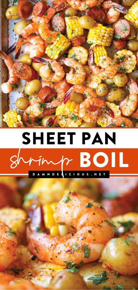 A seafood recipe in just one pan! This low country boil is a simple weeknight dinner unlike any other. Not only is this shrimp boil in oven mess-free with no cleanup, but it also tastes amazing! Sheet Pan Meals Healthy, Sheet Pan Shrimp Boil, Pan Shrimp Boil, Shrimp And Corn, Sheet Pan Meals, Sheet Pan Shrimp, Pan Shrimp, Sheet Pan Suppers, Sheet Pan Dinners Recipes