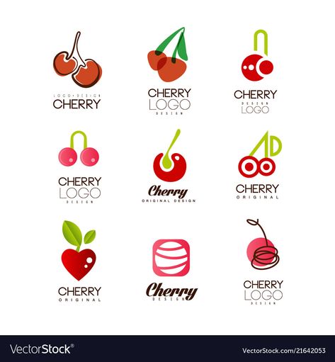 Cherry Logo Design Branding, Cherry Logo Design Ideas, Cherry Logo Design, Cherry Illustration, Cherry Graphic, Cherry Logo, Catering Logo, Dream Logo, Cherry Design