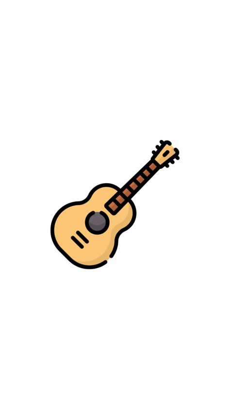 Guitar Cartoon Aesthetic, Cute Guitar Wallpaper, Ukulele Drawing Simple, Cartoon Guitar Drawing, Guitar Cute Drawing, Guitar Simple Drawing, Cute Guitar Drawing, Guitar Cartoon Drawing, Guitar Aesthetic Drawing