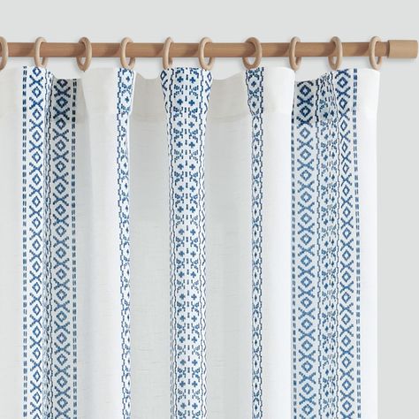 PRICES MAY VARY. Boho Linen Curtains: Bring a sense of bohemian to your home by JINCHAN dark blue on white curtains. Package includes 2 panels in 50 inch wide by 84 inch long each, 100 by 84 combined. Patterned with elaborate geometric pattern, these drapes beautifully frame your windows with a farmhouse style. Light Filtering Curtains: Designed with boho pattern, these printed curtain panels strike a perfect balance between functionality and aesthetics, in a soft and elegant effect. Not as blac White Window Curtains, Blue Curtains Living Room, Blue And White Curtains, Farmhouse Style Lighting, Geometric Light, Light Blocking Curtains, Dark Curtains, White Window, Geometric Lighting