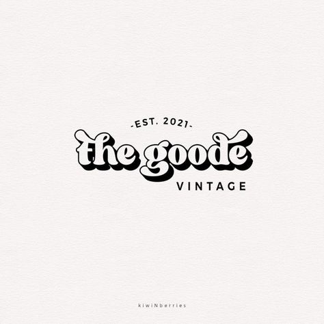 Premade Modern Logo Retro Hippie Script Logo Design - Etsy Logo With Tagline Design, Cool Brand Logos, Printing Shop Logo, Name Brand Logos, Logo Brand Ideas, Vintage Brand Logo, Preppy Logo Design, Printing Business Logo, Cool Brand Names