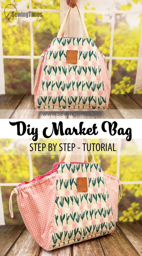 Quilted Reusable Bag, Reusable Bag Sewing Pattern, Quilted Project Bags, Diy Farmers Market Bag, Popular Sewing Projects, Reusable Gift Bag Sewing Pattern, Small Diy Sewing Projects, Diy Sewing Machine Bag, Cozy Sewing Projects