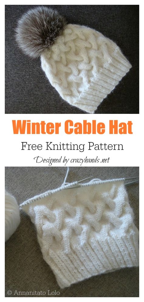 Cable Hat Pattern Free, Knitted Hat Patterns Free Women, Cable Knit Hat Pattern, Hat Free Knitting Pattern, Cabled Hat Pattern, Beanie Knitting Patterns Free, Cable Knitting Patterns, Bonnet Crochet, Knit Headband Pattern