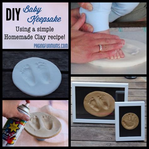 DIY Baby Keepsake - using homemade clay! A frugal craft that gives professional results! Activites Creche, Homemade Clay Recipe, Footprint Keepsake, Homemade Clay, Baby Keepsakes, Foto Baby, Baby Projects, Clay Food, Baby Hands