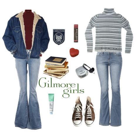 Rory Gilmore Bitmoji Outfits, Rory Gilmore Inspired Hairstyles, Rory Gilmore Jeans Outfit, High School Outfits 2000s, Rory Gilmore Green Sweater, School Outfits Rory Gilmore, Rory Gilmore Birthday Outfit, Rory Gilmore Outfit Inspiration Fall, Rory Gilmore Pants