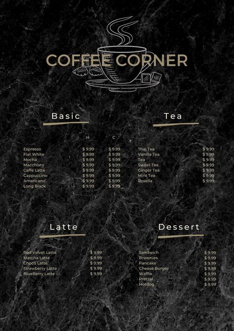 Minimal Cafe Design, Coffee Shop Signage, Coffee Shop Menu Board, Coffee Shop Business Card, Cafe Menu Boards, Menu Design Layout, Coffee Menu Design, Modern Bakery, Minimal Monochrome