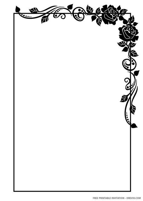 Get (FREE PRINTABLE) – Black and White Floral Wedding Invitation Templates #free #freeinvitation2019 #birthday #disney #invitations #invitationtemplates Black And White Template, Template Black And White, White Template, Wedding Borders, Border Templates, Design Black And White, Black And White Wedding Invitations, Free Printable Birthday Invitations, Page Borders Design