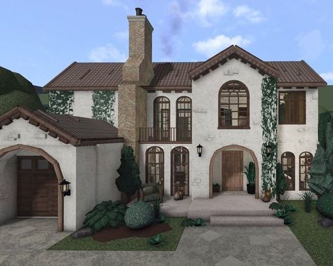 Suburban Mansion, Build Bloxburg, Cottage Core Bloxburg House, Bloxburg Cottage, Two Story House Design, Small House Layout, House Decorating Ideas Apartments, Exterior Bloxburg, Diy House Plans