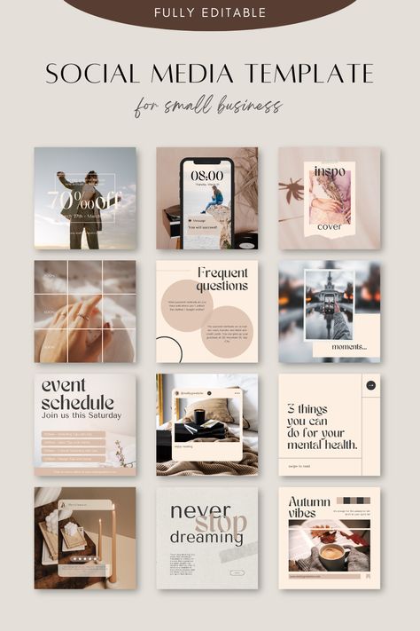 Instagram Story Templates Aesthetic, Aesthetic Ig Posts, Small Business Posts, Canva Aesthetic, Insta Template, Minimalist Instagram, Template Aesthetic, Aesthetic Ig, Instagram Template Design