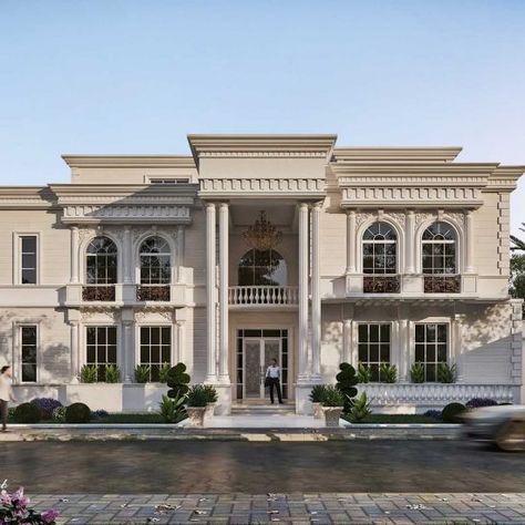 new classic palace New Classic House, Classic Palace, Classic Villa Exterior, Classic Facade, Classic Building, Classic Villa, Classic House Exterior, تصميم للمنزل العصري, Classic House Design