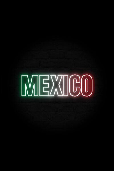 A neon retro text design with the caption: Mexico. This logo features the colors of the country flag to create that awesome retrowave vibe with a dash of country love. Mexican Flag Aesthetic, Mexican Flag Colors, Chicana Aesthetic, Mexico Wallpaper, Neon Retro, Funny Charts, Country Love, Mexican Culture Art, Neon Quotes