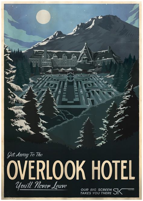The Shining | Cool Movie-Inspired Retro Travel Posters The Shining Poster, Halloween Package, Timberline Lodge, Overlook Hotel, Movie Locations, I Love Cinema, Film Disney, Mt Hood, Retro Travel Poster