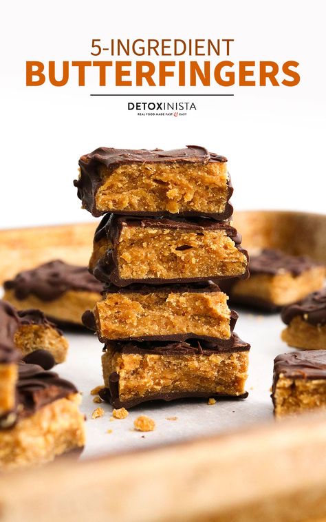 Homemade Butterfingers are made with 5 simple ingredients and NO corn syrup or candy corn. They have a crispy texture & flavor you'll love! Butterfinger Recipes, Homemade Butterfingers, Homemade Candy Bars, Healthier Treats, Healthy Candy, Homemade Candy, Candy Recipes Homemade, Butter Recipes, Paleo Desserts