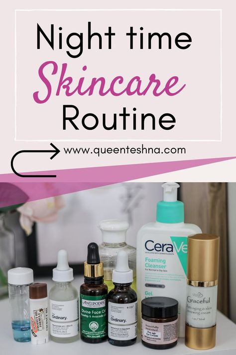 Night treatments are essential to a good skincare regime! Since I've been consistent with my nighttime skincare routine i've noticed a... Night Face Routine, Skincare Routine For Oily Skin, Night Time Skincare Routine, Evening Skin Care Routine, Routine For Oily Skin, Nighttime Skincare Routine, Good Skincare, Face Glow, Face Routine