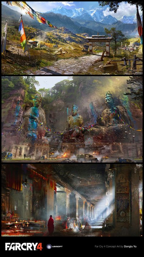 Check out Far Cry 4 Concept Art by Donglu Yu! http://goo.gl/rC4s9Z  Concept artist Donglu Yu has posted some of the concept artwork she created for Far Cry 4. Donglu has also worked on video game titles such as Assassin’s Creed IV: Black Flag and Deux Ex: Human Revolution. Far Cry Game, Concept Environment, Buddhist Monastery, Far Cry 4, Lost Horizon, Gato Anime, Concept Art World, Historical Armor, Environment Art
