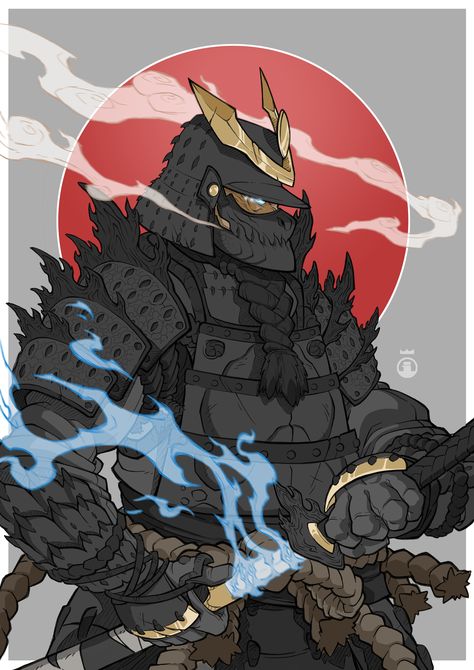 Godzilla Character Design, Godzilla Samurai, Godzilla Armor, Samurai Armor Design, Arte Madi, Kartu Pokemon, Kaiju Design, Armor Design, Armor Drawing