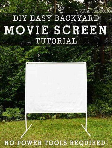 Backyard Movie Screen, Diy Backyard Movie, Cinema Outdoor, Diy Outdoor Movie Screen, Outdoor Projector Screen, Backyard Movie Theaters, Outside Movie, Outdoor Movie Theater, Outdoor Movie Screen