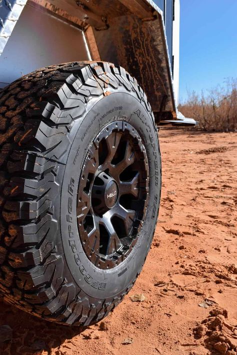 The top upgrade for any vehicle that you plan on taking off-road, are the tires. And one of the most popular off-road tires is the BFGoodrich KO2 All-Terrain tire. I’m here to tell you why BFG KO2s remain my tire of choice on all of my overland truck builds. Truck Builds, Overland Camper, Overland Trailer, Overland Truck, Off Road Trailer, Off Road Tires, Old Ford Trucks, Rock Sliders, Trailer Build