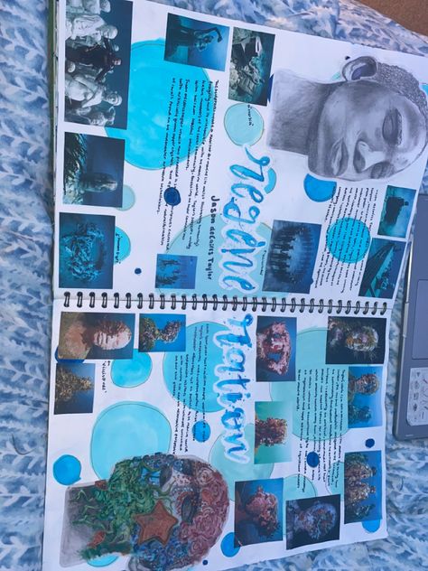 Sketchbook Notes Ideas, Mindmap Layout Ideas, Noel Badges Pugh Artist Research Page, Final Piece Ideas Page, Graphic Design A Level Sketchbook Ideas, Gcse Art Inspiration Page, Collage In Sketchbook, Art Sketchbook Background Ideas, Backgrounds For Sketchbooks