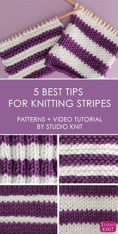 Knitting Stripes, Knitting Hacks, Studio Knit, Knitting Help, Knitting Basics, Needle Felting Tutorials, Knitting Stiches, Knitting Instructions, Purl Stitch