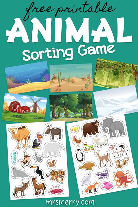 Match up the animals to their correct habitats with our free sorting printable! a great activity for animal lovers! Just cut and match! #sortinggameforpreschool #freeteacheractivities #freecraftsfortoddlers #freecraftsforkindergarteners #prekactivities #freekidsprintables #matchinggamefortoddlers #matchinggameforkids #indooractivitiesforkids #rainydayactivitiesforkids #mrsmerry Animal Habitats Preschool, Animal Environment, Animal Sorting, Habitat Activities, Animal Habitat, Zoo Activities, Animal Activities For Kids, Animal Classification, Different Animals