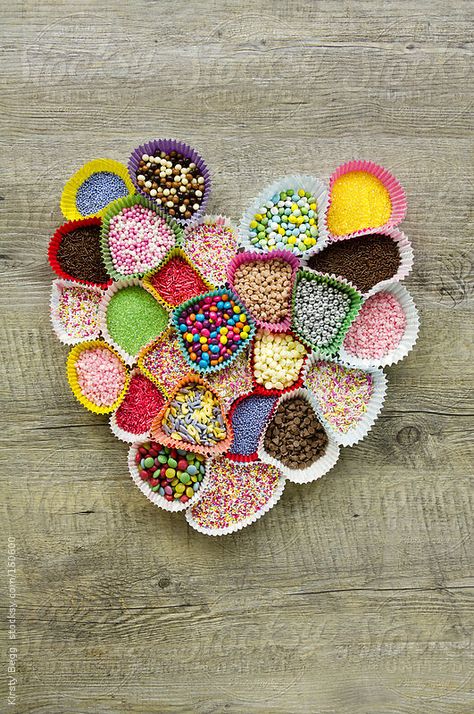 Heart of sprinkles by Kirsty Begg Photo Romantic, Pastel Cupcakes, Heart Sprinkles, Paper Case, Candy Sprinkles, Heart Drawing, Wine And Dine, Heart Candy, Valentine Day Love