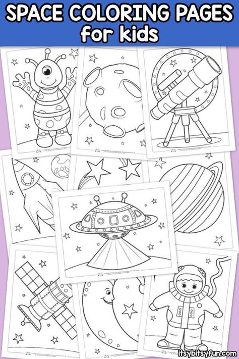 Space Coloring Pages for Kids. 10 free printable space themed coloring pages for kids. Beaver Scouts, Space Theme Preschool, Space Activities For Kids, Space Lessons, Space Preschool, Space Crafts For Kids, Space Classroom, Number Coloring, Space Coloring Pages