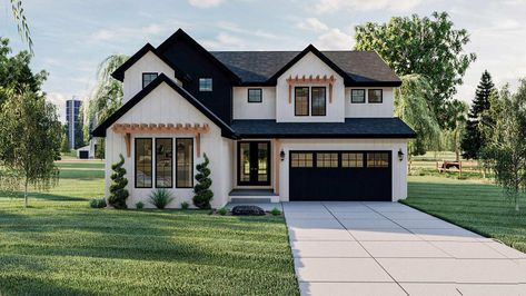 Modern-farmhouse House Plan - 5 Bedrooms, 4 Bath, 3124 Sq Ft Plan 52-481 2 Story Small Farmhouse Plans, Us House Design, 2 Story Small House Plans, Modern Farmhouse House Plans, Colonial Remodel, Sims4 Builds, House Plans 2 Story, Advanced House Plans, Plan Chalet