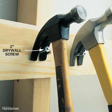 Quick-Draw Hammers Hammer Storage, Garage Workshop Organization, Diy Garage Storage, Storage Tips, Woodworking Patterns, Workshop Storage, Garage Storage Organization, Workshop Organization, Quick Draw