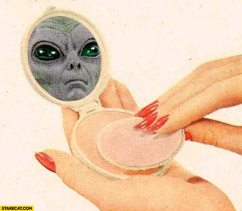 Alien face in makeup mirror Funny Pictures, Graffiti, Funny Memes, Collage Art, Coaching, Arte Inspo, Art Inspo, Pop Art, Art Inspiration