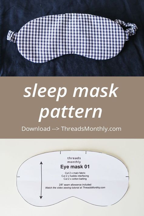 Free Eye Mask Sewing Pattern, How To Sew An Eye Mask, Couture, Patchwork, Tela, Sleep Mask Diy Pattern, Sleep Mask Sewing Pattern, Sleeping Mask Sewing Pattern, Diy Sleep Mask Pattern