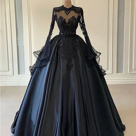 Black Satin Wedding Dress, Long Sleeve. Brand New Lacey Elegant Wedding Dress, Medieval Wedding Bridesmaid Dresses, Dark Themed Wedding Dresses, Slim Black Wedding Dress, Dark Fairytale Wedding Bridesmaid, Goth Fairy Wedding Dress, Black And White Wedding Dress Ballgown, Satin Black Wedding Dress, Black Wedding Dress Sleeves