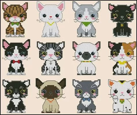 Cat Counted Cross Stitch Pattern, Kitten Cross Stitch Pattern, Cat Cross Stitch Patterns Free Printable, Cross Stitch Cats Patterns, Cross Stitch Cat Pattern Free, Cross Stitch Patterns Cats, Small Cat Cross Stitch Pattern, Free Cat Cross Stitch Patterns, Cute Cross Stitch Patterns Free