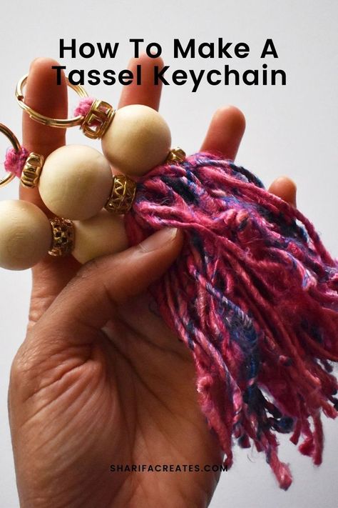 A beaded tassel keyring can be used as a fashionable keychain accessory or even a purse charm! Learn how to make one in this simple DIY tutorial on Sharifa Creates. It’s easier to make than you think! Grab some cording, beads, and split rings then head to my arts and crafts blog for the tutorial. Diy Purse Tassel, Tassels Diy Tutorials, Bible Numbers, Make A Tassel, Recycled Costumes, Purse Charms Diy, Tassel Keyring, My Arts, Charms Diy