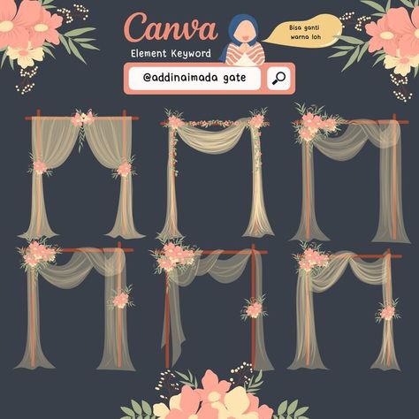 Recolorable canva pro element wedding gatewedding framewedding archwedding decoration Wedding Decoration Arch, Simple Wedding Arch Ideas Outdoor Ceremony, Canva Wedding Elements, Diy Arch Wedding, Wedding Gate Decoration, Diy Wedding Arches, Decor Lamaran, Wedding Decoration Backdrop, Wedding Arch Diy