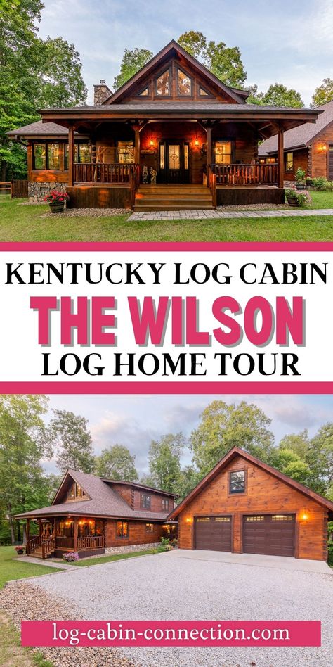 The Kentucky Wilson log cabin is the home of your dreams with modern additions in a country chic design ideal for a small family! Building A Log Cabin Diy, Small Homes With Loft, Modern Log Cabin Homes Interior, Cabin Building Ideas, Log Cabin Home Plans, Log Cabin Style Homes, Modern Log Cabin Homes, Cabin Floor Plans One Level, Camp Floor Plans