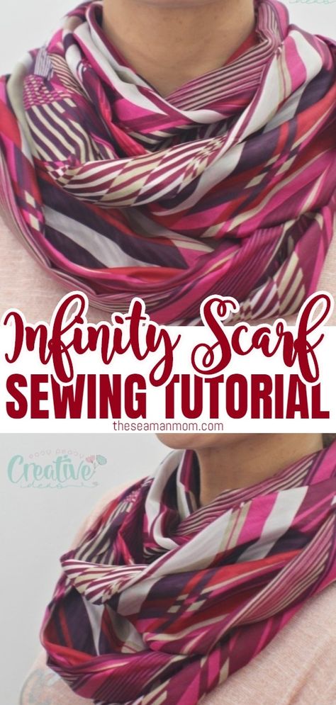 Tela, Easy Infinity Scarf, Sew Accessories, Scarf Sewing, Diy Infinity Scarf, Infinity Scarf Tutorial, Sewing Scarves, Scarf Sewing Pattern, Textile Fashion