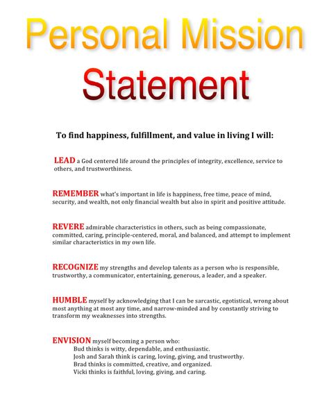 Personal Mission Statement examples for College Students Personal Mission Statement Examples, Vision Statement Examples, Mission Statement Template, Writing A Mission Statement, Mission Statement Examples, Vision And Mission Statement, Personal Mission Statement, Personal Mission, Vision Statement