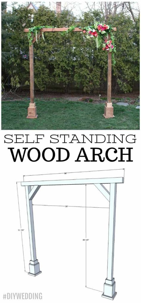 self standing wood arch plans Wood Wedding Arches, Wooden Wedding Arches, Modern Gazebo, Wood Arbor, Diy Wedding Arch, Wedding Arbors, Boda Diy, Wood Arch, Wooden Arch