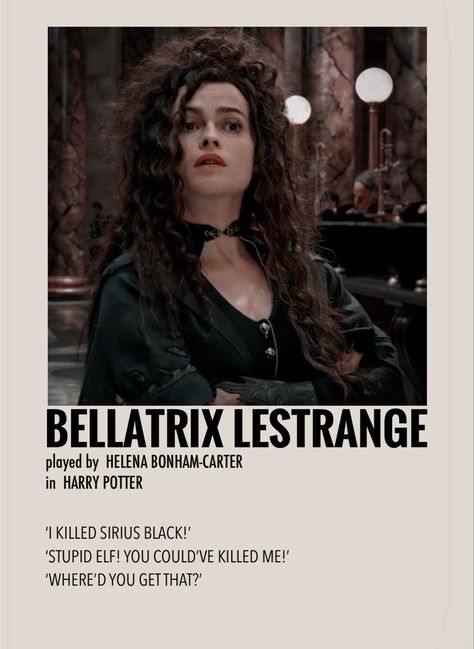 Harry Potter, Character Poster, Helena Bonham, Bellatrix Lestrange, Bonham Carter, Helena Bonham Carter, Sirius Black