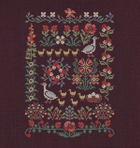 Primitive summer design cross stitch pattern duck with ducklings cross stitch Traditional Cross Stitch Patterns, Farm Cross Stitch Patterns, Spooky Cross Stitch Pattern Free, Cross Stitch Grid Patterns, Retro Cross Stitch Patterns, Cross Stitch Ideas Projects, Cool Cross Stitch Patterns, Duck Cross Stitch Pattern, Nerdy Cross Stitch