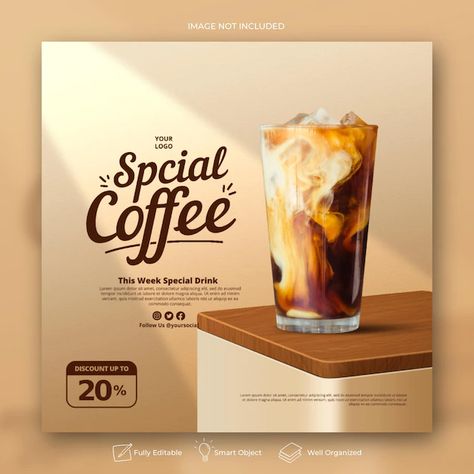 Coffee Advertisement Poster, Coffee Posts Social Media, Cafe Instagram Posts Design, Coffee Shop Social Media Design, Coffee Social Media Design Ideas, Coffee Template Design, Coffe Shop Poster, Social Media Coffee Shop, Promotion Instagram Post