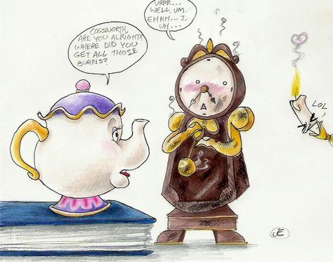 Lumiere x cogsworth Run Disney, Bad Handwriting, You Are My Hero, Oh God, D P, High Five, The Bad, Animated Movies, Princesas Disney