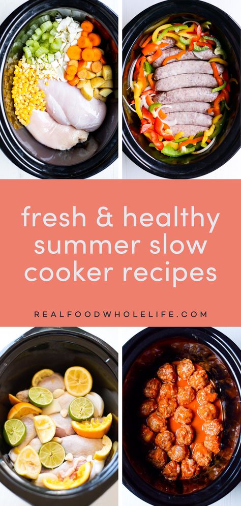 40  Fresh & Easy Summer Slow Cooker Recipes Easy Dump Slow Cooker Recipes, Healthy Vegetable Crockpot Recipes, Crockpot Dump Meals Healthy, Healthy Dump Recipes, Dump And Go Healthy Crockpot Dinners, Slow Cooker Dump Dinners, Simple Healthy Slow Cooker Recipes, Healthy Crockpot Dump Meals, Crockpot Dump Chicken Recipes