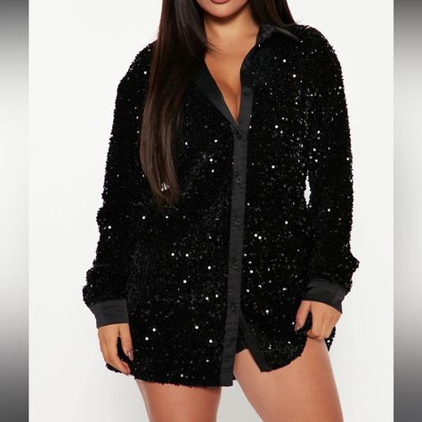 Amalie T-Shirt Mini Dress Plus Size Outfits For Vegas, Plus Size All Black Outfit Night, Clubbing Outfits Plus Size, Plus Size Club Outfit, Plus Size Going Out Outfits, Club Outfit Night, Sequin Shirt Dress, Birthday Fit, Hot Pink Fashion