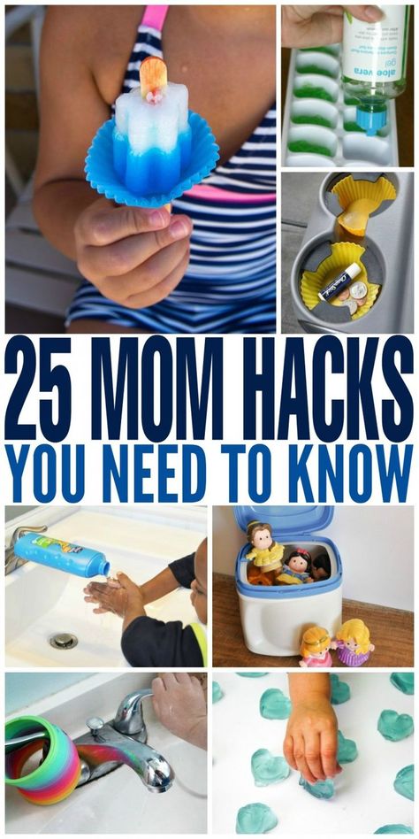 25 Brilliant Mom Hacks You Need to Know to help you get through everything from illness to travel and every parenting situation in between! Toddler Hacks, Mommy Hacks, Frugal Mom, Mom Life Hacks, Confidence Kids, Kid Hacks, Smart Parenting, Child Rearing, Mom Hacks