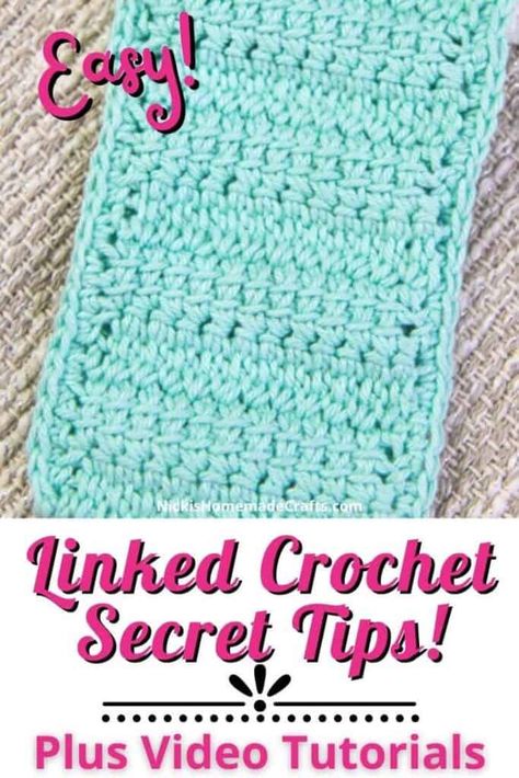 Linked Crochet Stitch, Linked Double Crochet Stitch, Linked Double Crochet, Idea Video, Crochet Water Bottle Holder, Treble Crochet, Tunisian Crochet Patterns, Crochet Idea, Tunisian Crochet Stitches