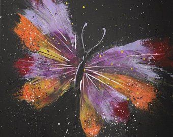 Colorful paintings от NHammerschmidtArt на Etsy Butterfly Painting Acrylic, Crayon Art Diy, Acrylic Canvas Art, Acryl Painting, Acrylic Painting Inspiration, Animal Art Projects, Painting Purple, Butterfly Art Painting, Canvas Art Quotes